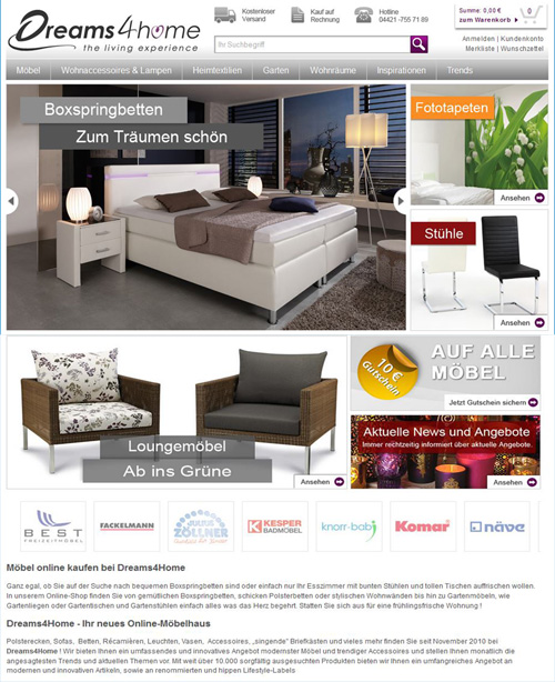 Relaunch – Deutscher Online-Living-Shop Dreams4Home im neuen Look & Feel