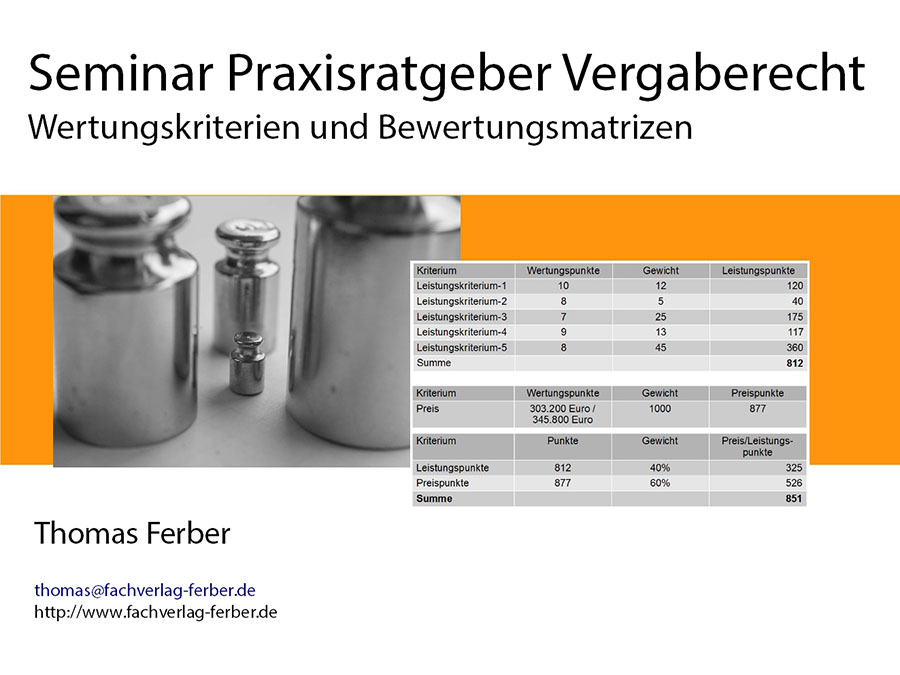 Wertungskriterien und Bewertungsmatrizen im Vergaberecht