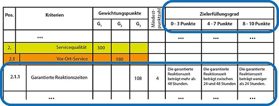 Bewertungskriterien und -matrizen im Vergaberecht