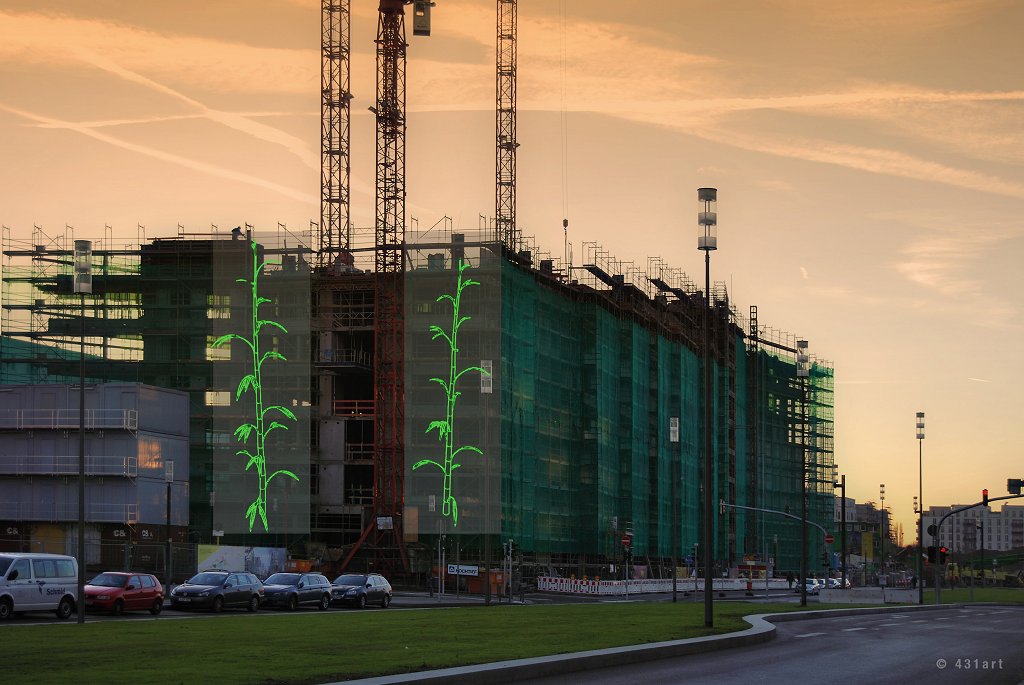 Das Europaviertel leuchtet: Das neue Wohnhochhaus PRAEDIUM ist Teilnehmer der Luminale 2016 +++ „The Rise of the Bamboo“ verwandelt das Europaviertel zum Glücksort +++